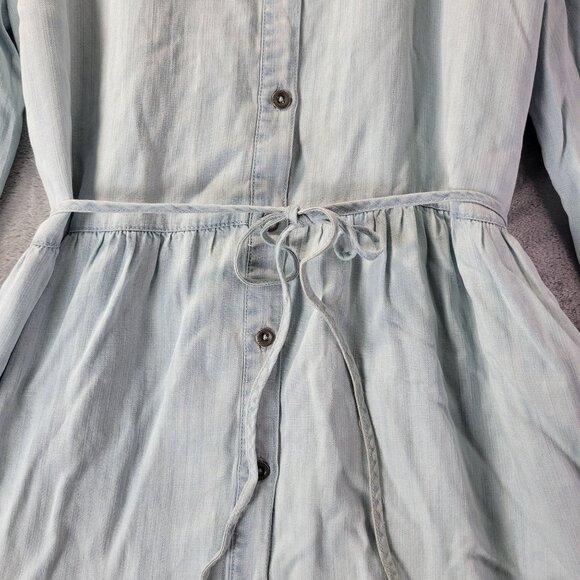 Ott Women’s Chambray Shirt Dress M Blue Tencel Long Sleeve Button Front Casual‎ - Picture 5 of 12